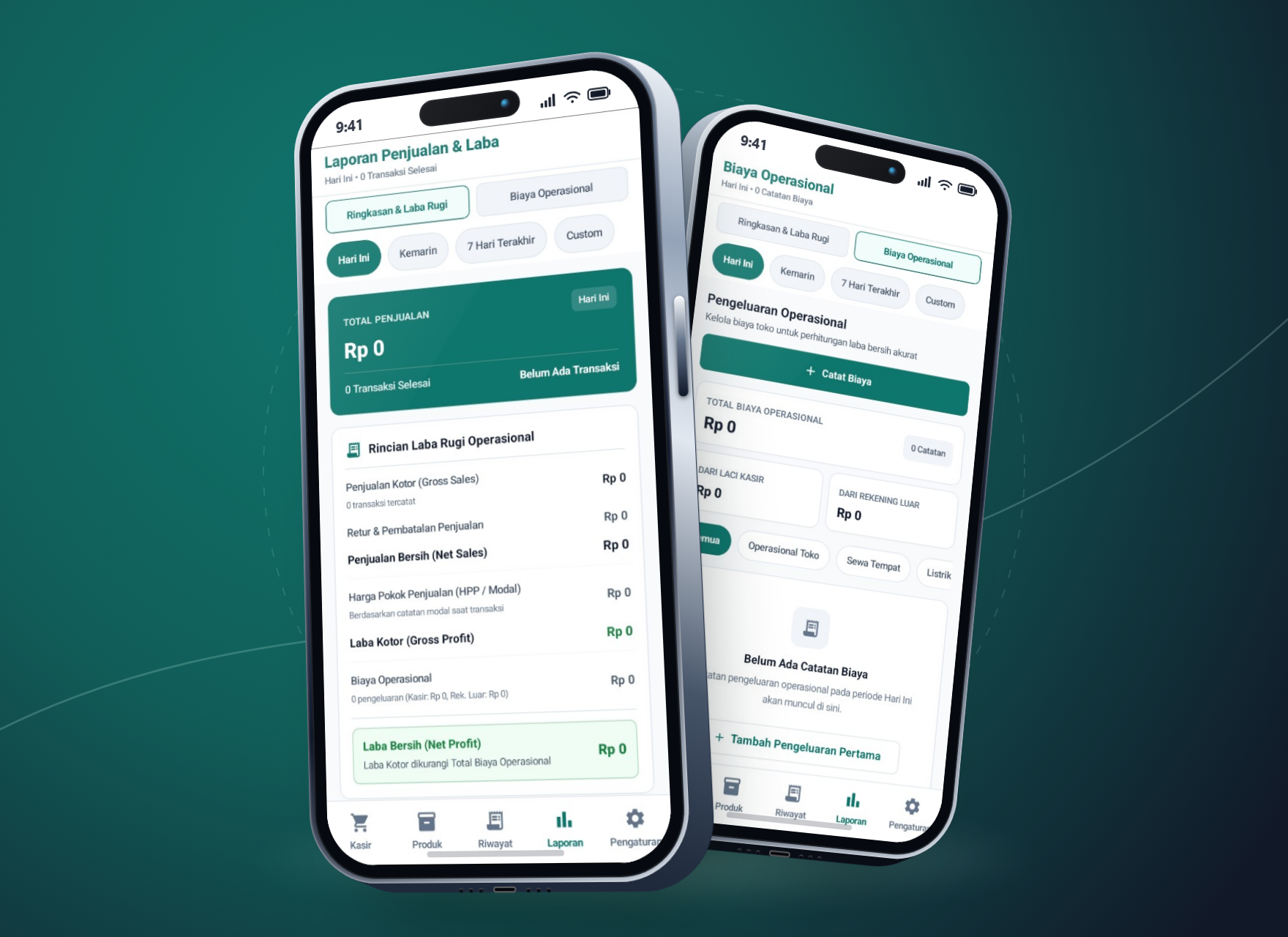 Tampilan layar Laporan Laba Rugi dan Biaya Operasional pada aplikasi SIGAP